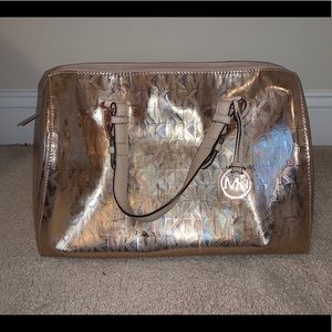 Michael Kors Metallic Grayson Satchel - Rose Gold